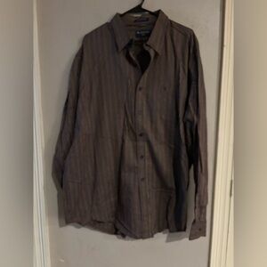 Men's Brown Striped Casual Button Down Shirt